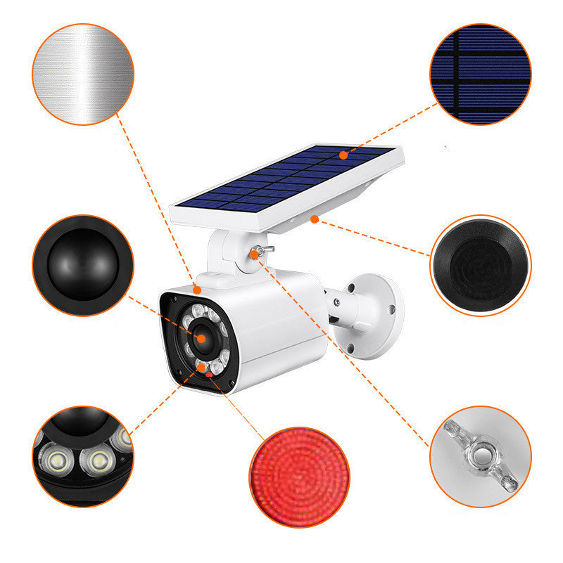outdoor security camera with lamp and solar panel