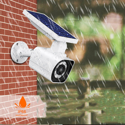 outdoor security camera with lamp and solar panel