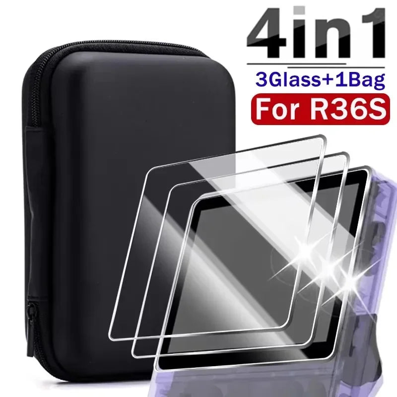 4 IN 1 Glass+Bag for R35S R36S Game Console