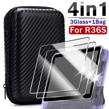 4 IN 1 Glass+Bag for R35S R36S Game Console