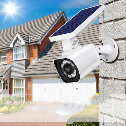 outdoor security camera with lamp and solar panel
